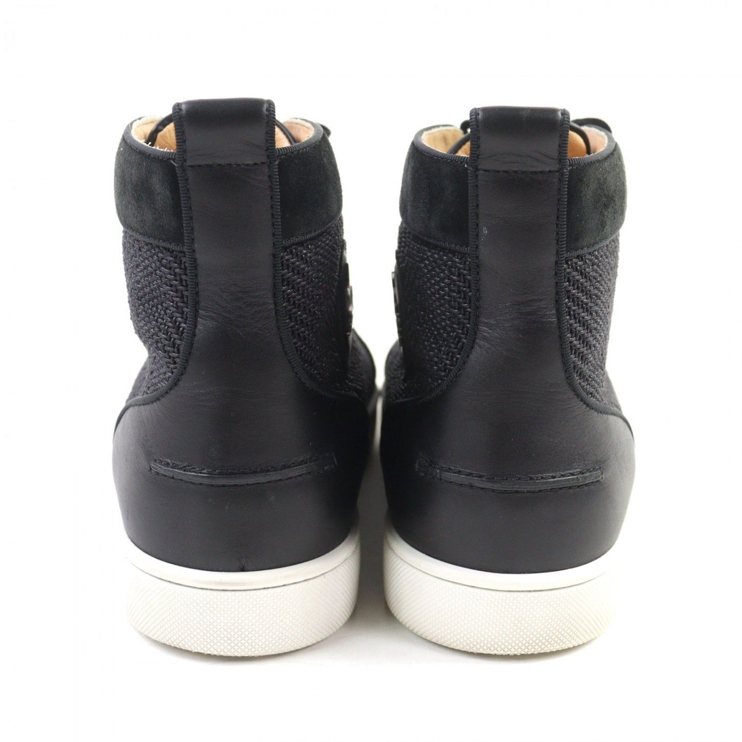 Christian Louboutin High Cut Sneakers Leather Black Type Mixkeolouis Flat 43.5
