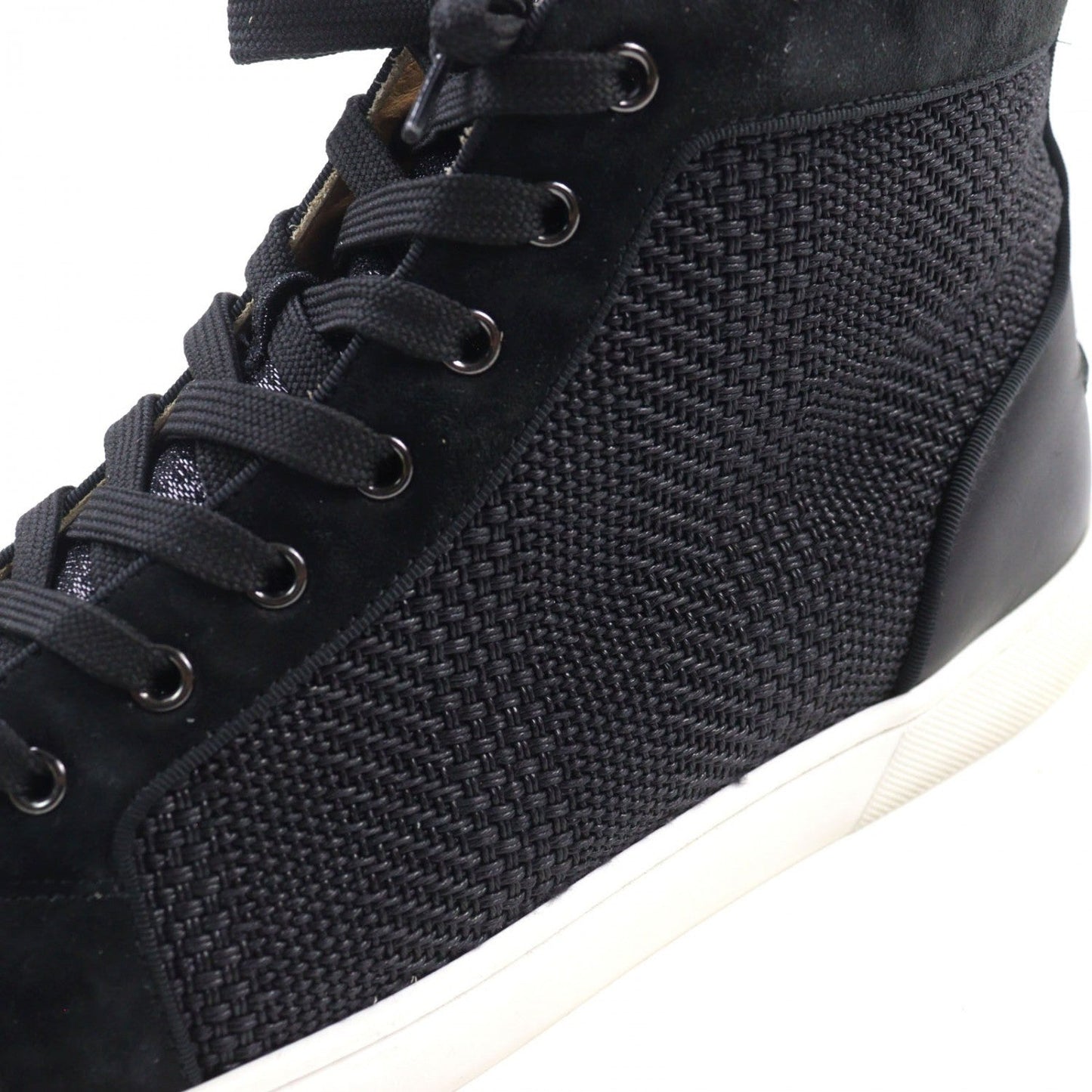 Christian Louboutin High Cut Sneakers Leather Black Type Mixkeolouis Flat 43.5