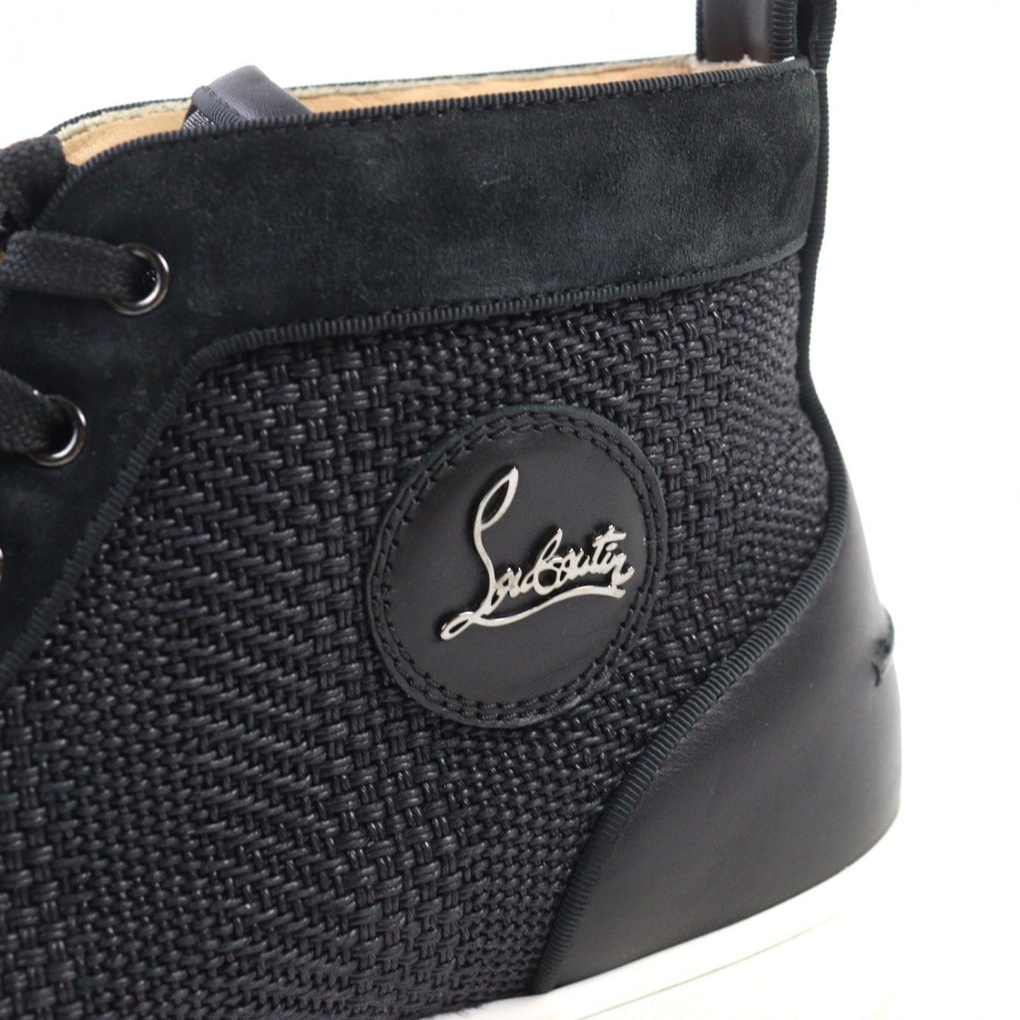 Christian Louboutin High Cut Sneakers Leather Black Type Mixkeolouis Flat 43.5