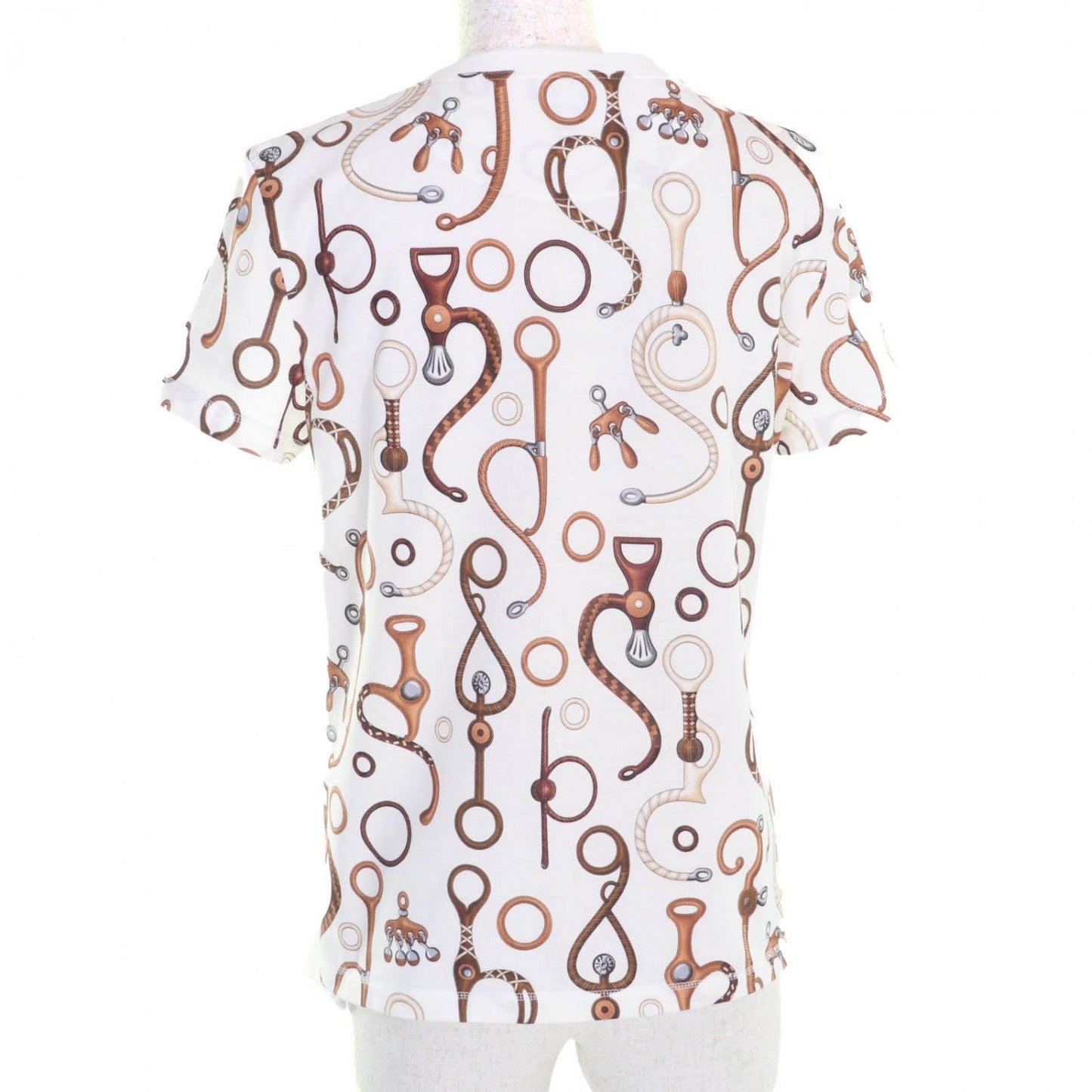 Hermes Short Sleeve T-Shirt 4E4632Dn Cotton White Type Panoply To Cuir 38
