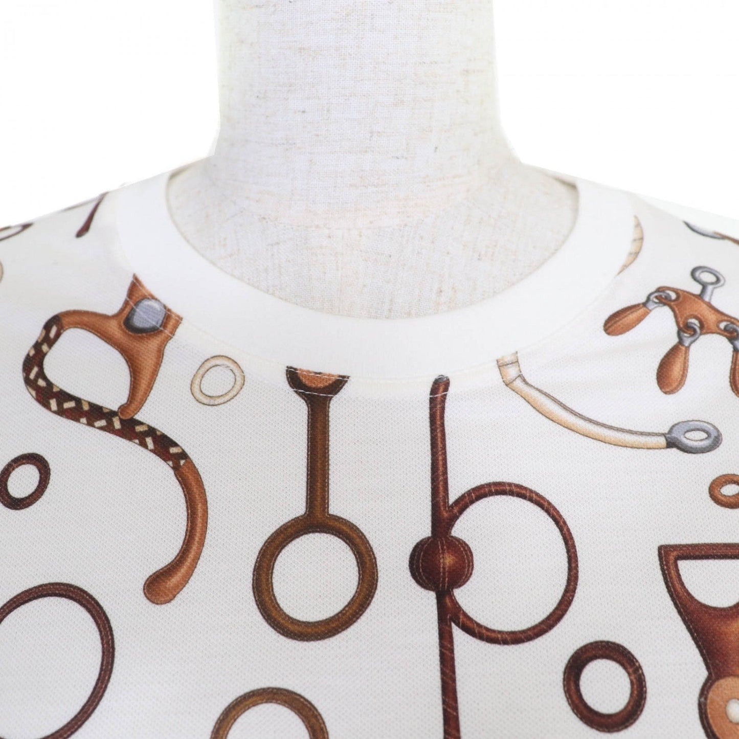 Hermes Short Sleeve T-Shirt 4E4632Dn Cotton White Type Panoply To Cuir 38