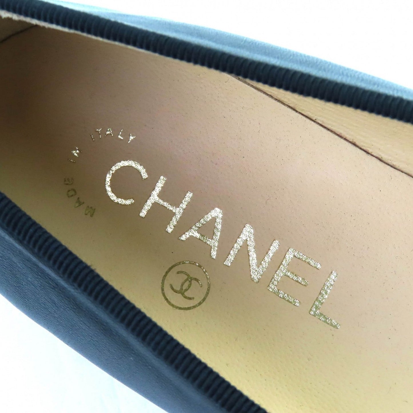 Chanel Pumps A02819 Leather Black Ballerina 38