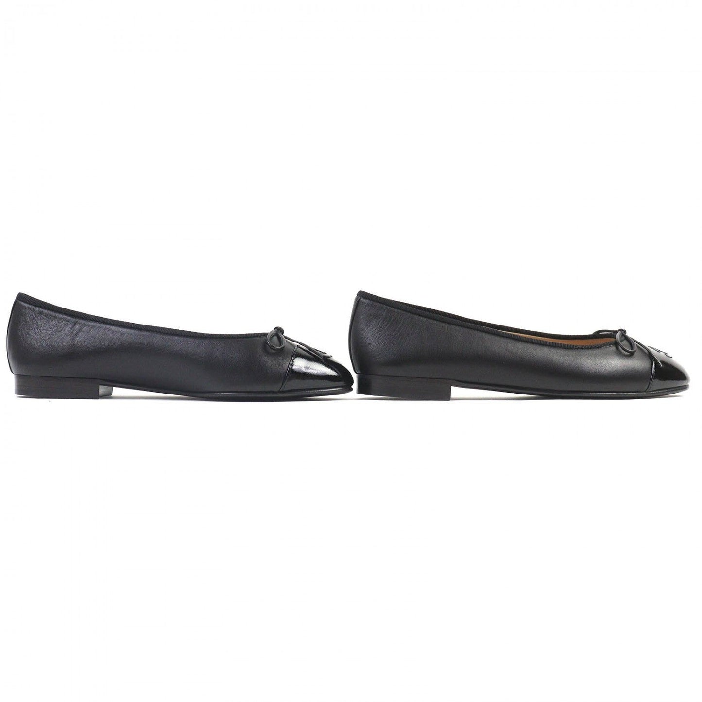 Chanel Pumps A02819 Leather Black Ballerina 38