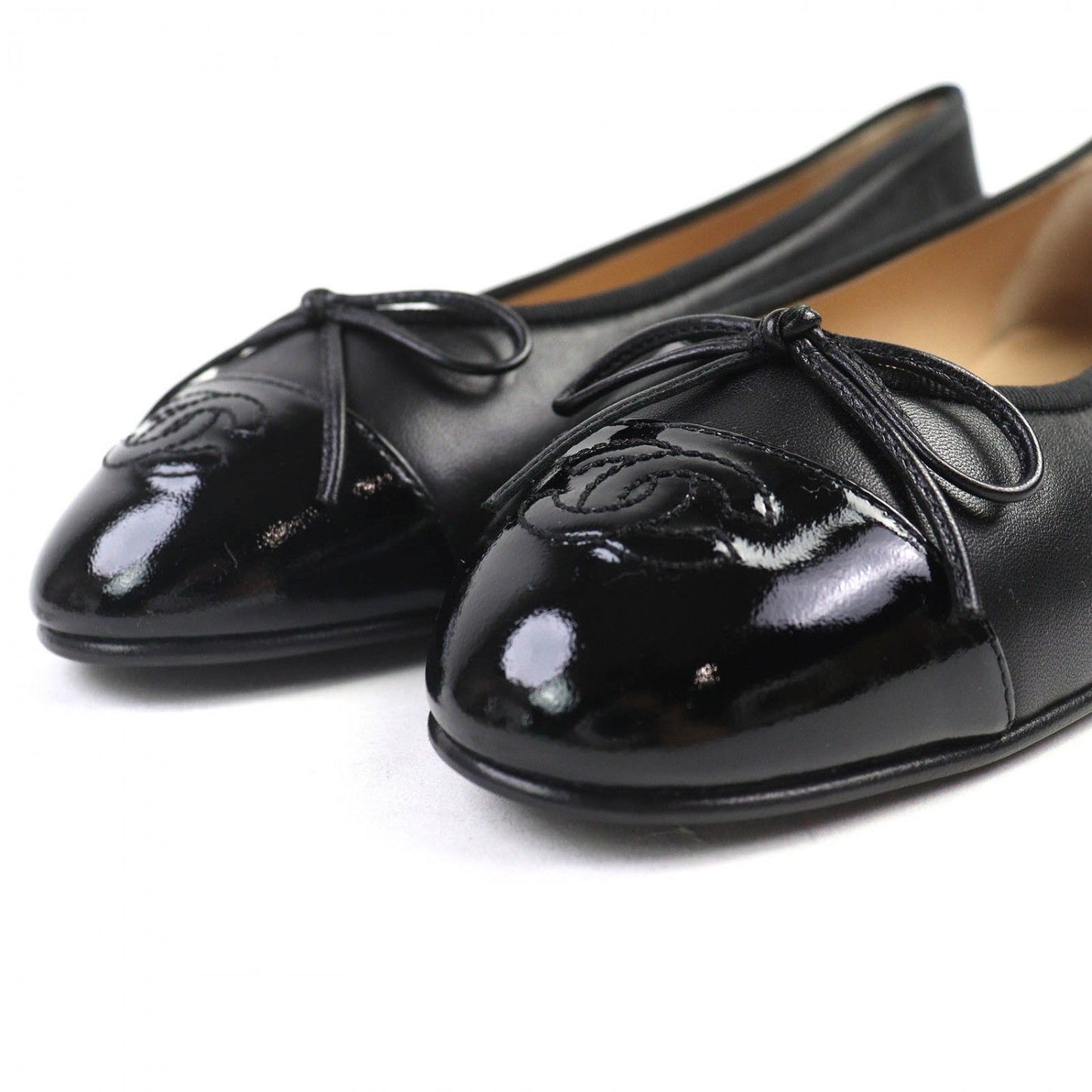 Chanel Pumps A02819 Leather Black Ballerina 38