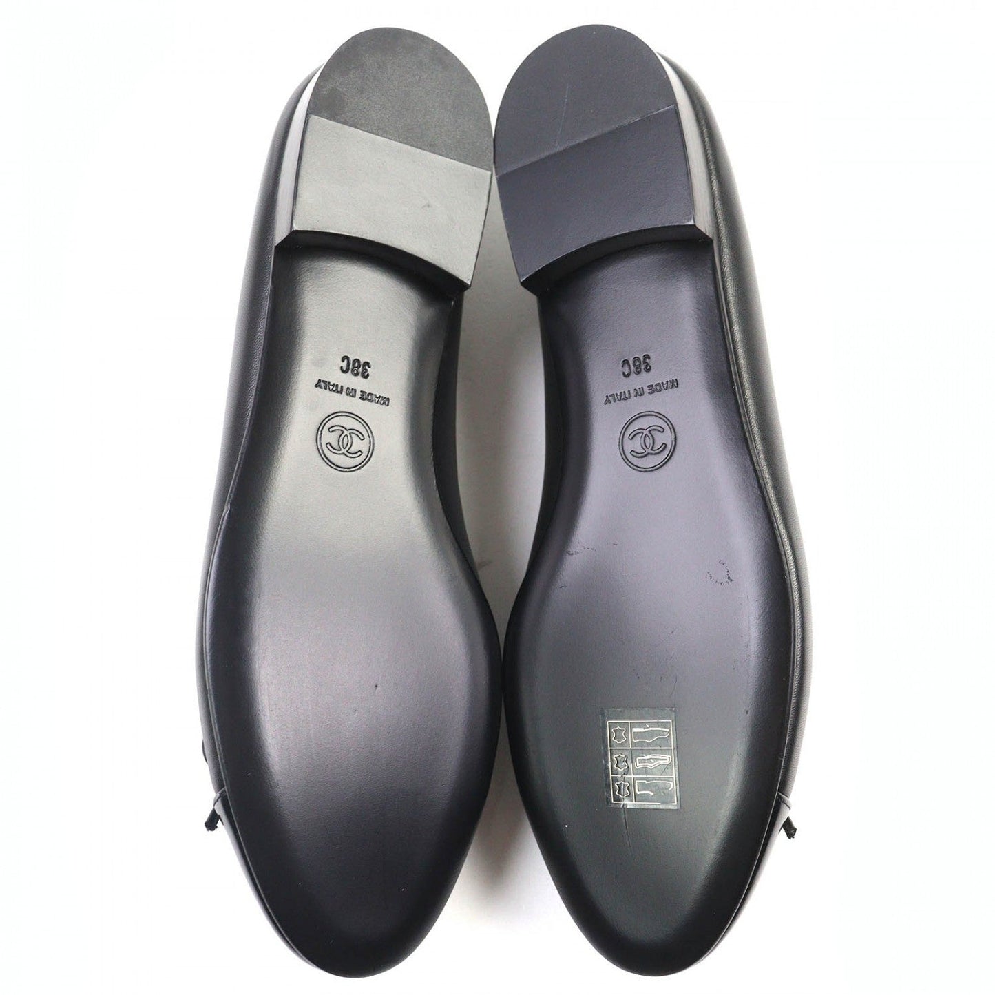 Chanel Pumps A02819 Leather Black Ballerina 38