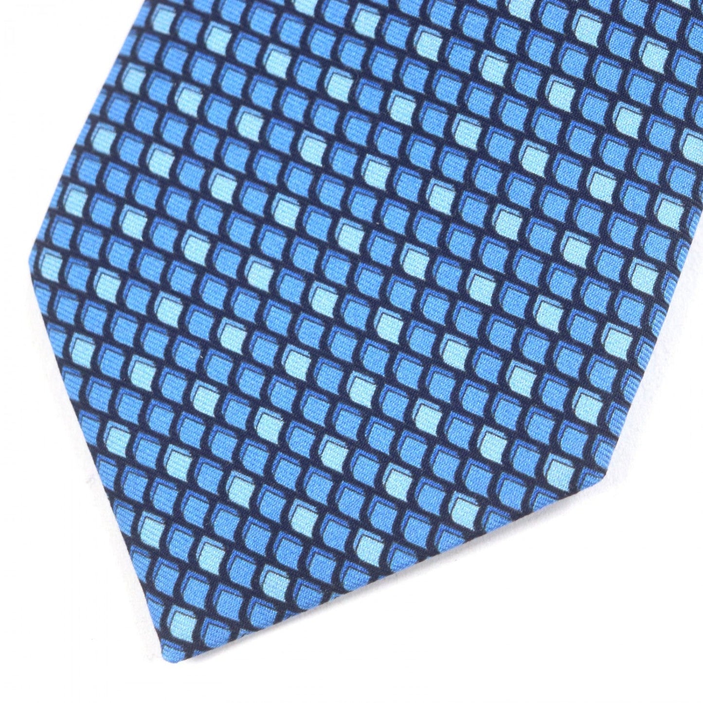 Hermes Tie 645756 Silk Navy/Blue/Sky Blue Cravate Heavy Twill