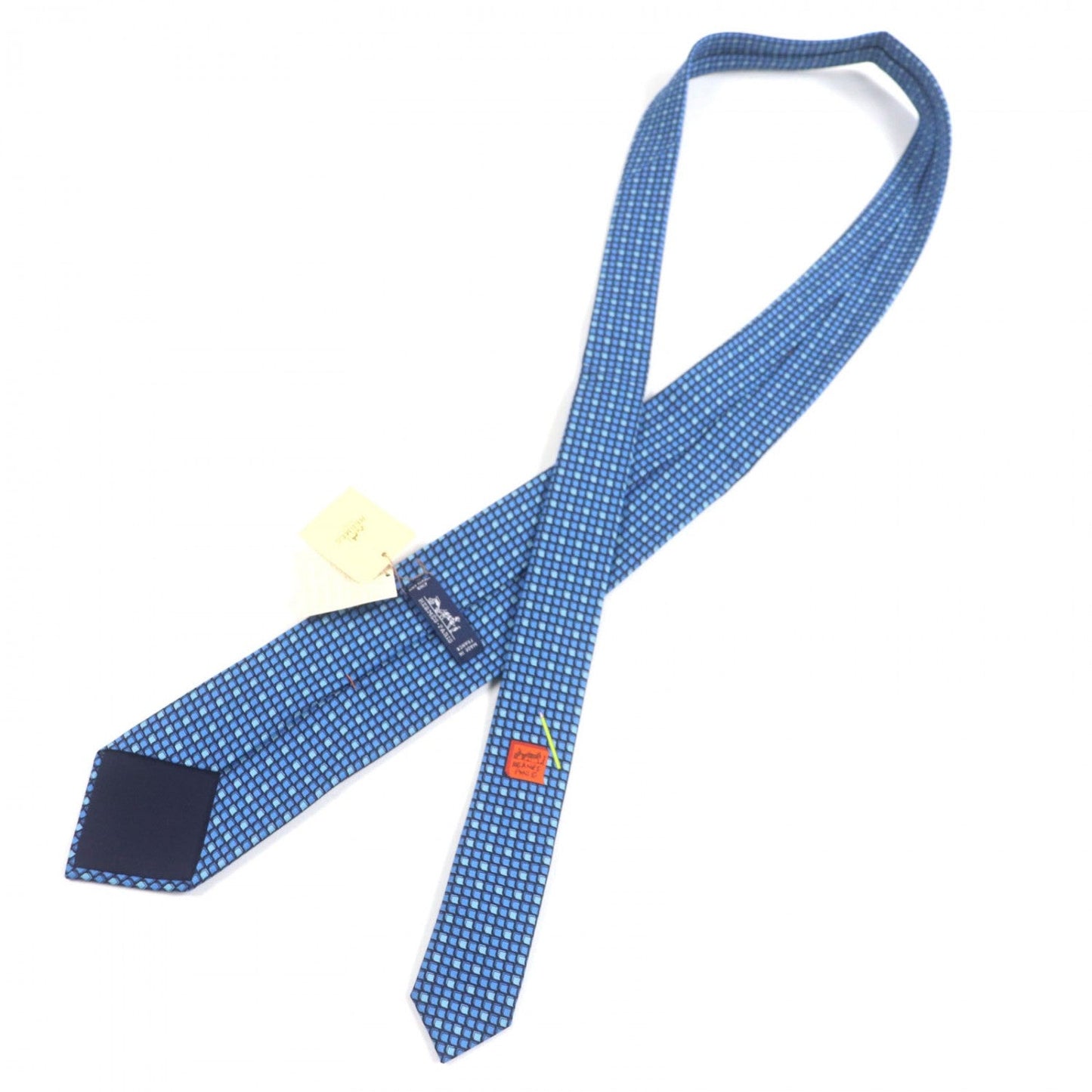 Hermes Tie 645756 Silk Navy/Blue/Sky Blue Cravate Heavy Twill