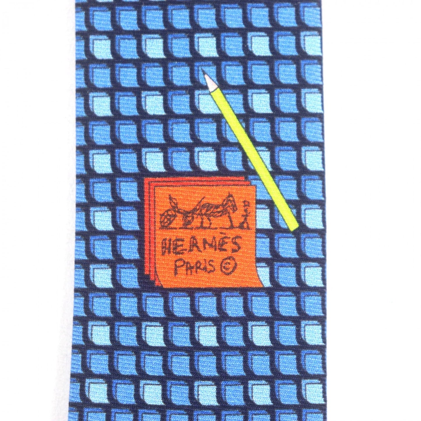 Hermes Tie 645756 Silk Navy/Blue/Sky Blue Cravate Heavy Twill
