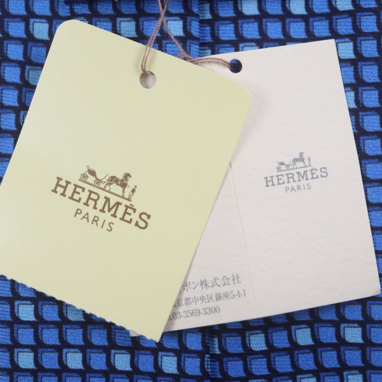 Hermes Tie 645756 Silk Navy/Blue/Sky Blue Cravate Heavy Twill