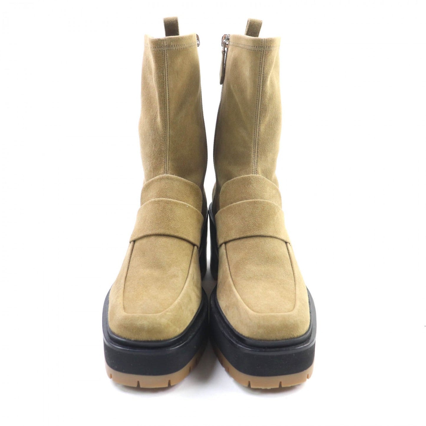 Hermes Short Boots Suede Leather Beige Florence 55 36.5