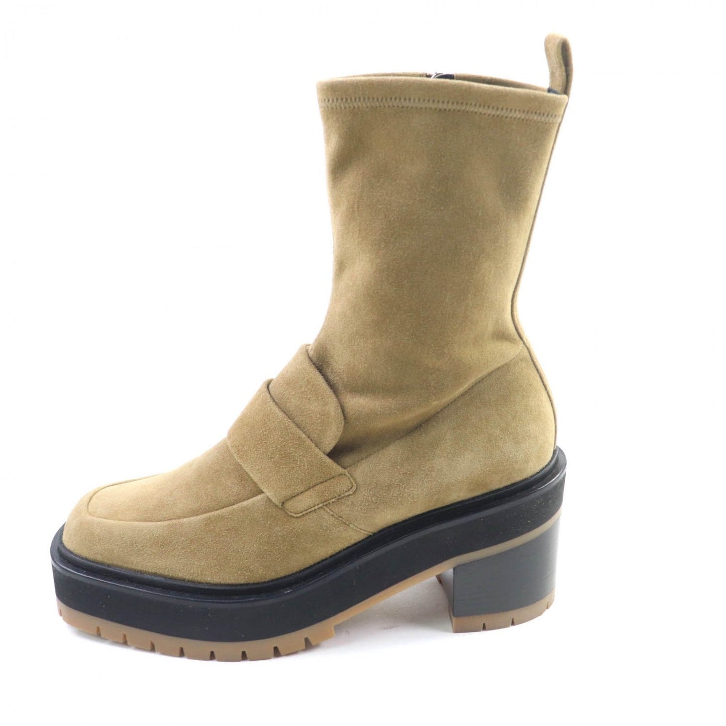 Hermes Short Boots Suede Leather Beige Florence 55 36.5