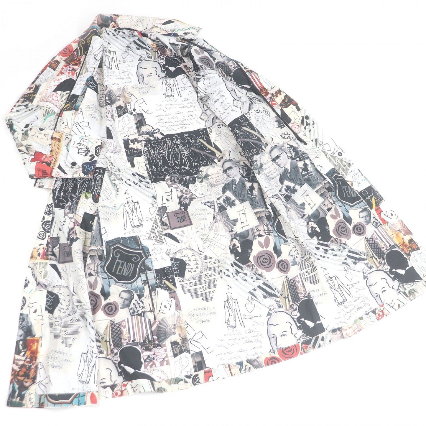 Fendi Stainless Collar Coat Ff0295 Polyester White Type 44