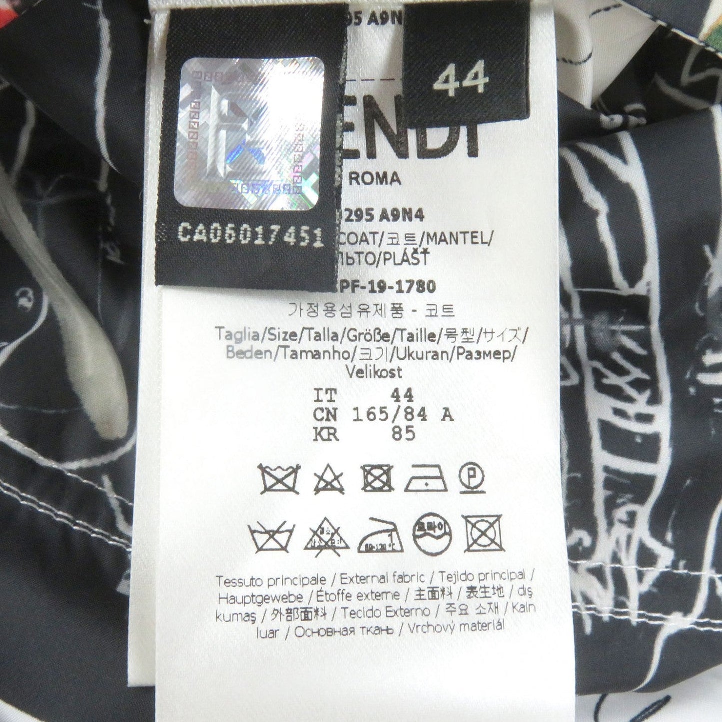 Fendi Stainless Collar Coat Ff0295 Polyester White Type 44