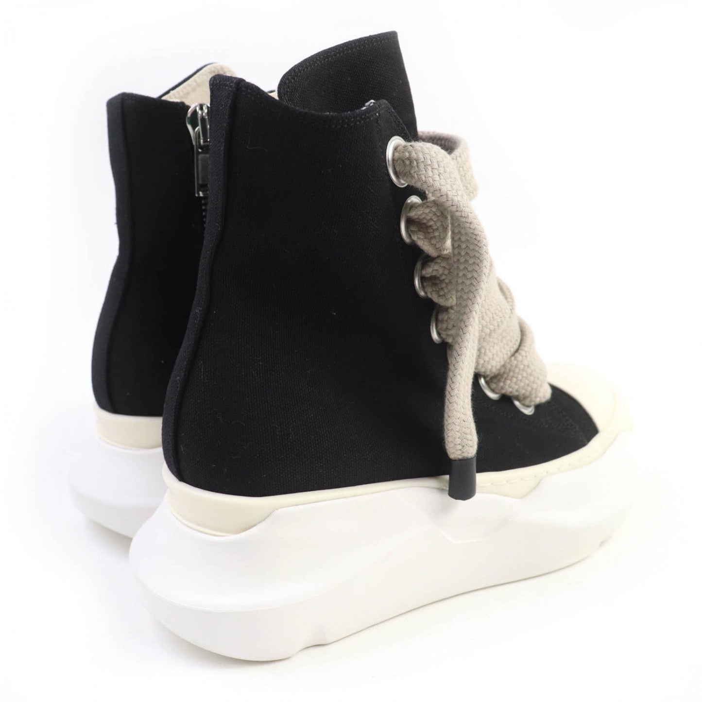 Rick Owens High Cut Sneakers 69773 Canvas Black Jumbo Laces Abstract Sneak 36