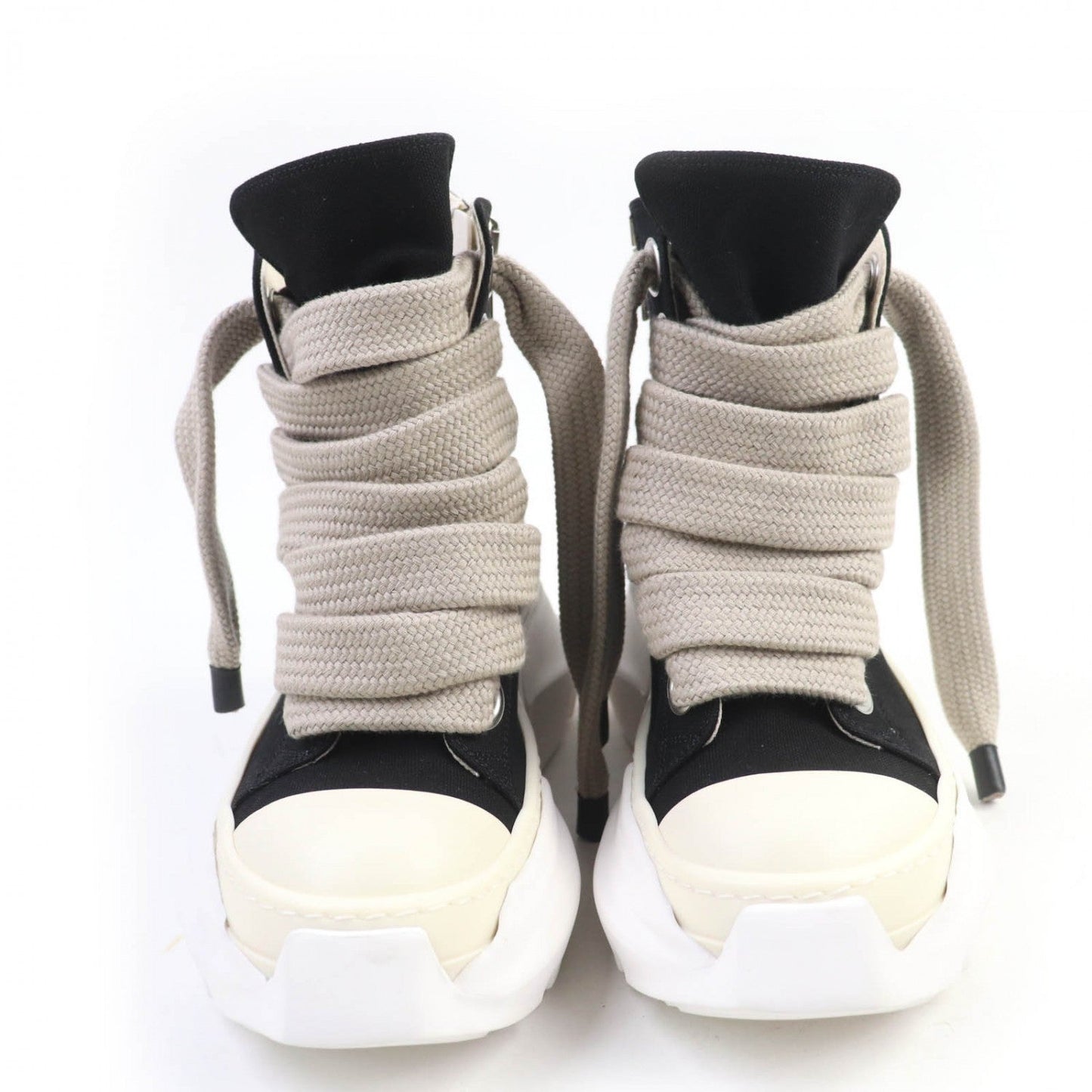 Rick Owens High Cut Sneakers 69773 Canvas Black Jumbo Laces Abstract Sneak 36