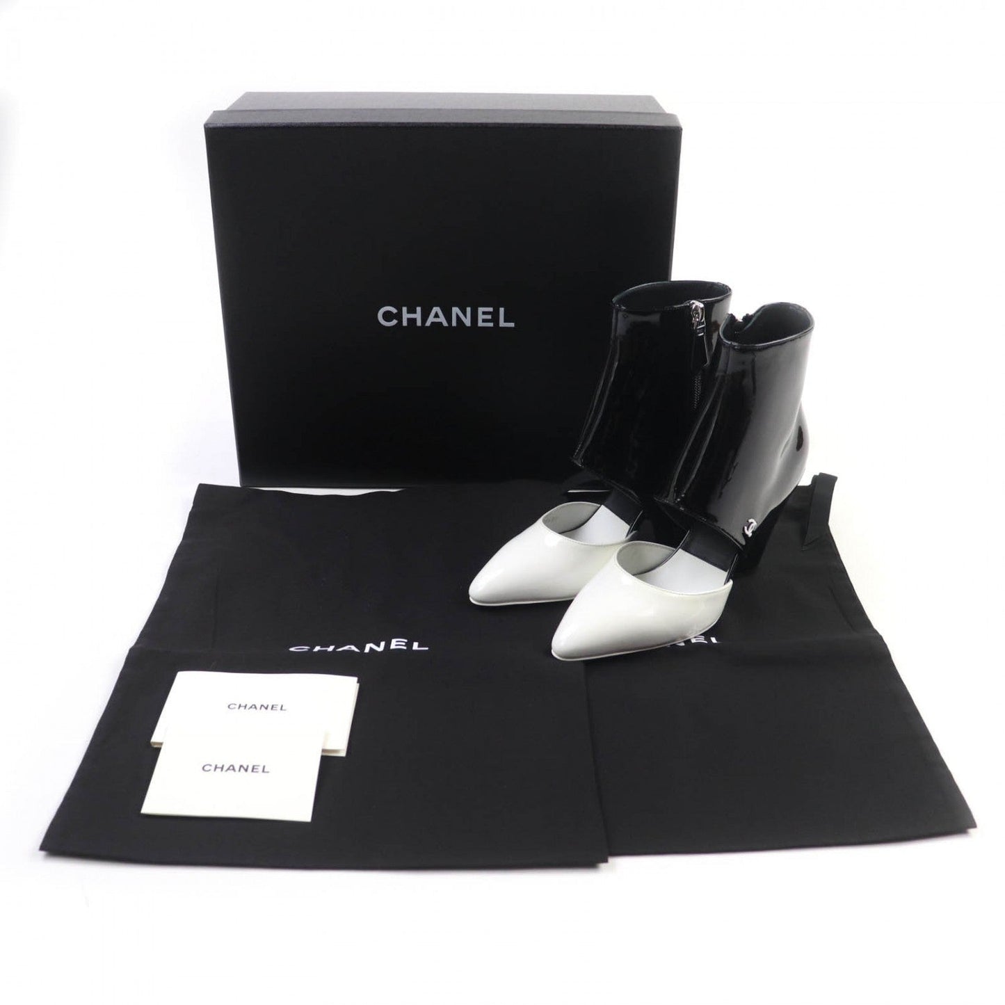 Chanel Ankle Boots G35430 Patent Leather Black White 35