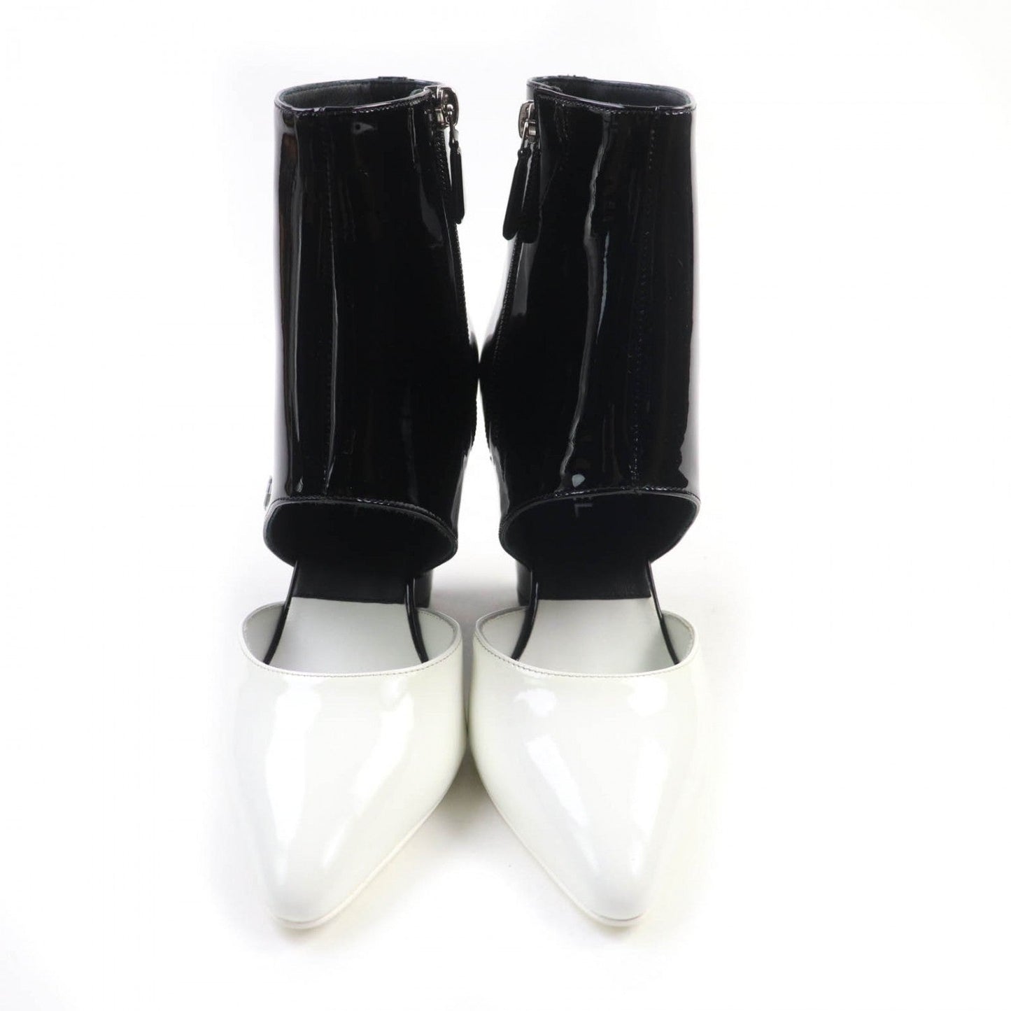 Chanel Ankle Boots G35430 Patent Leather Black White 35