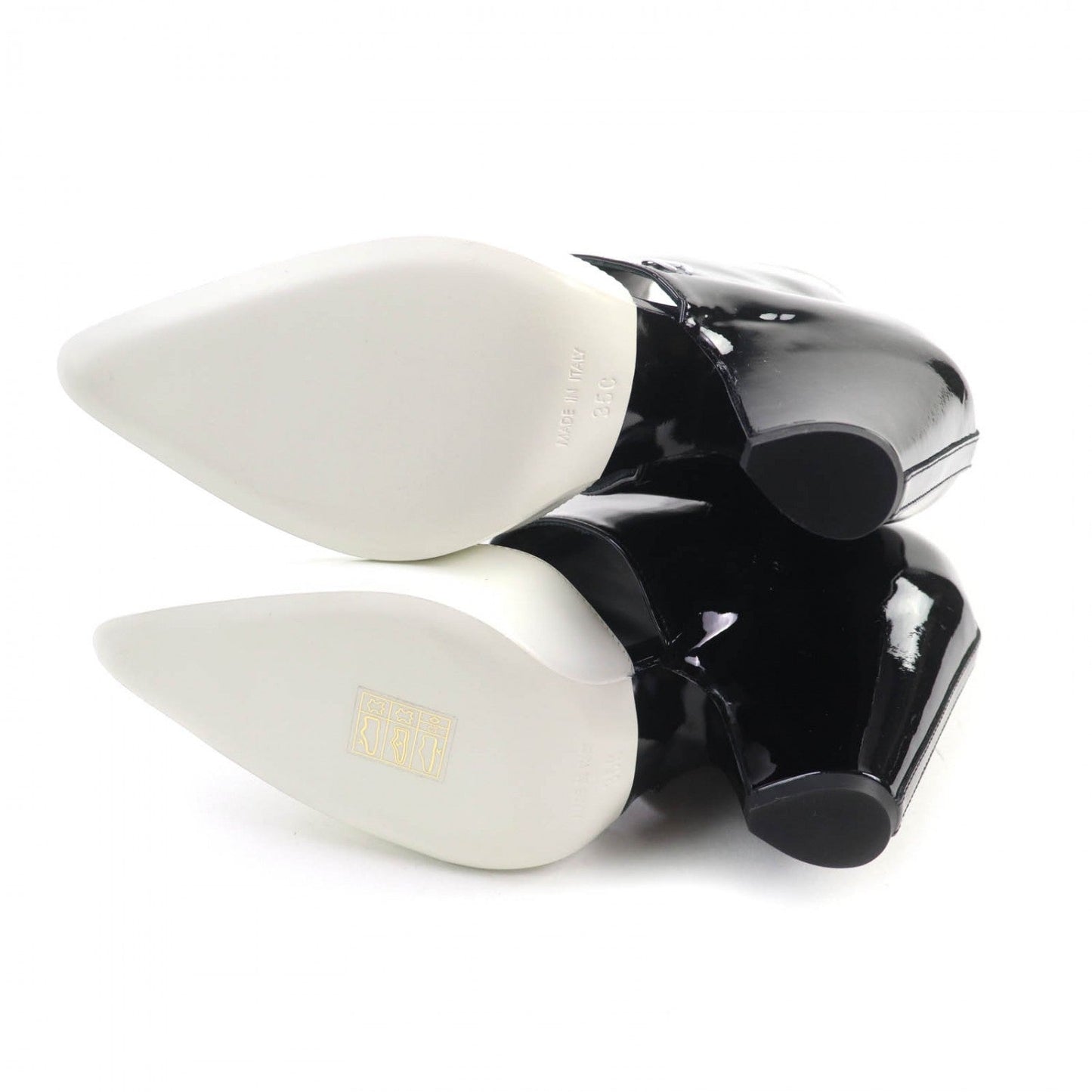 Chanel Ankle Boots G35430 Patent Leather Black White 35