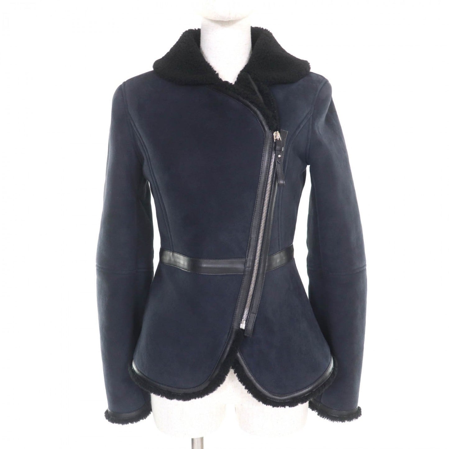 Hermes Jacket Sheep Leather Navy Black 34