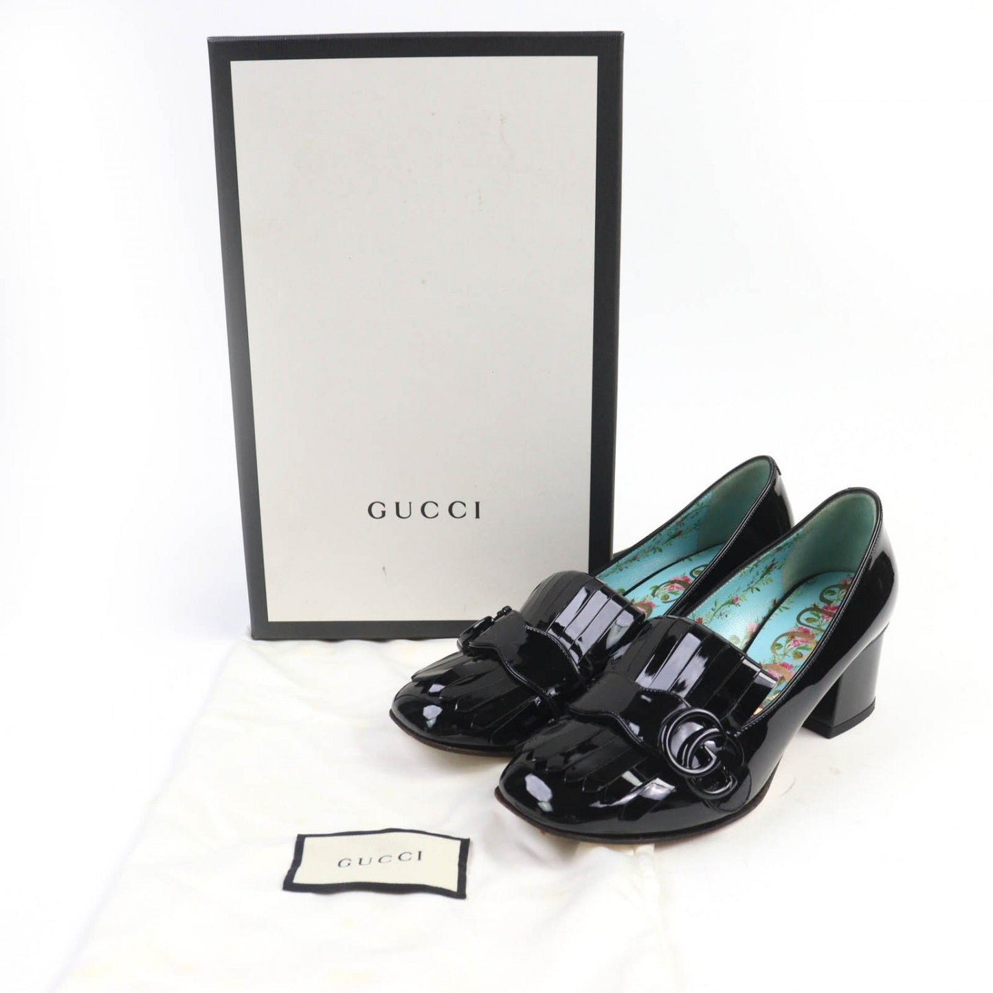 Gucci Pumps 474510 Patent Leather Black 36.5