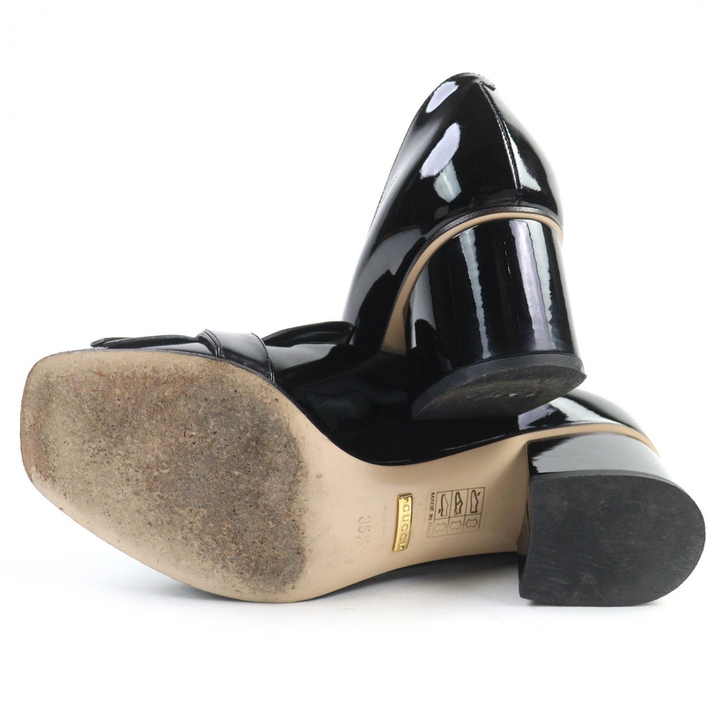 Gucci Pumps 474510 Patent Leather Black 36.5
