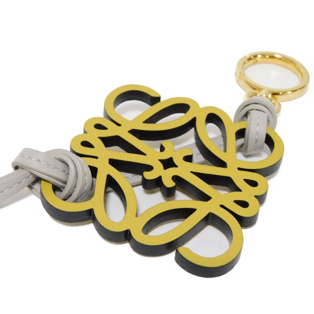 Loewe Key Ring C621232Xdb Calfskin Dark Yellow Logo Anagram Charm