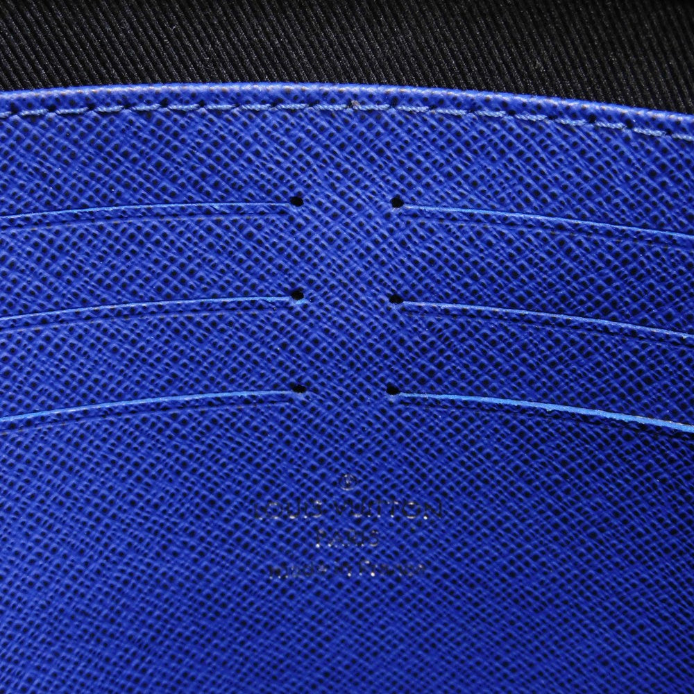 Louis Vuitton Clutch Bag M30575 Taiga Leather (Stamped) Cobalt Lv Logo Embossed Blue Business Bag