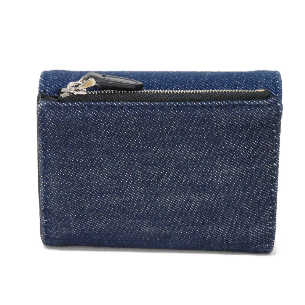 Bvlgari Tri-Fold Wallet 293460 Denim Blue Compact Wallet Rfid Ic Chip Logo Clip Trifold Wallet
