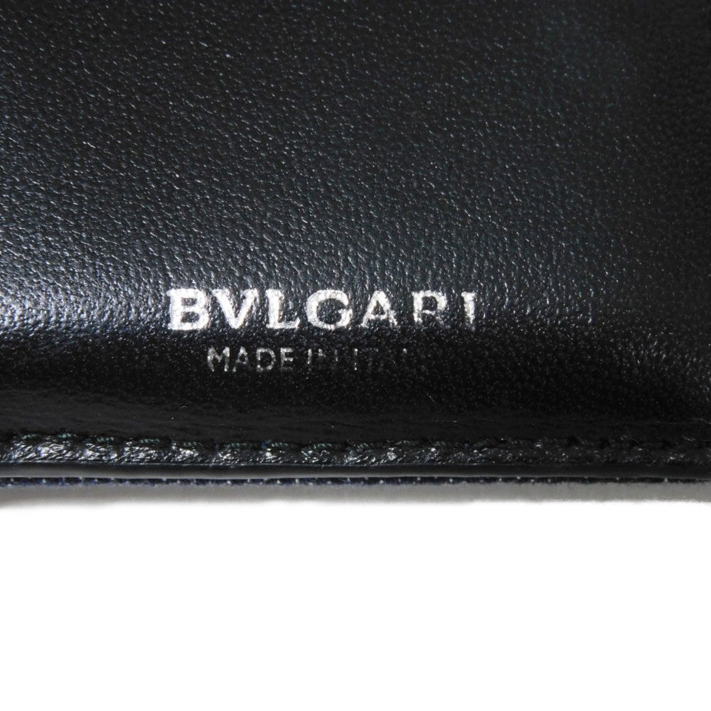 Bvlgari Tri-Fold Wallet 293460 Denim Blue Compact Wallet Rfid Ic Chip Logo Clip Trifold Wallet