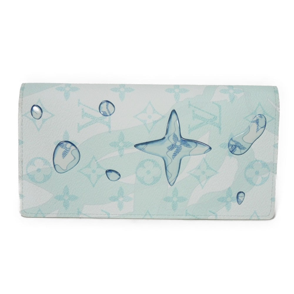 Louis Vuitton Long Wallet Purse M82306 Monogram Aqua Garden Canvas Crystal Blue Lv Logo Flower 23Aw