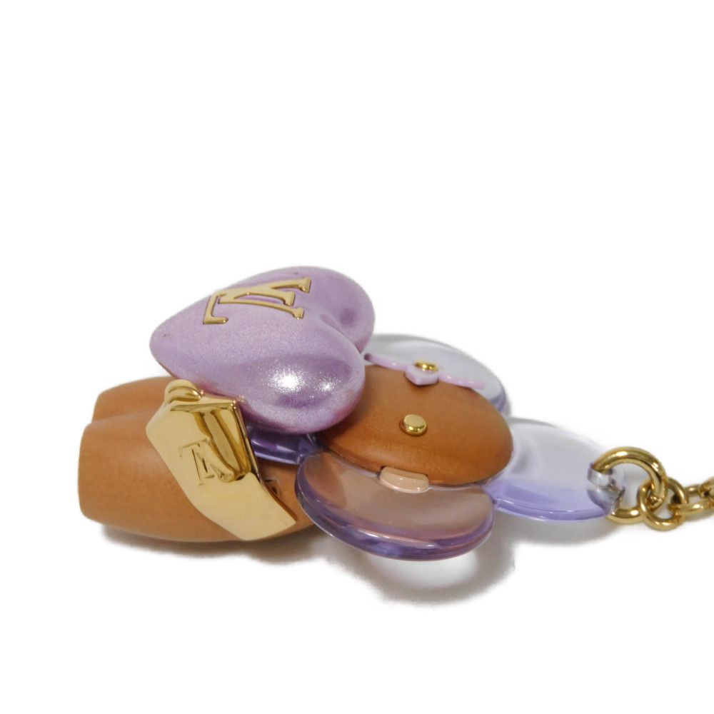Louis Vuitton Key Ring M01546 Wood Multicolor Heart Glitter Plexiglass Purple Lv Logo Vivienne