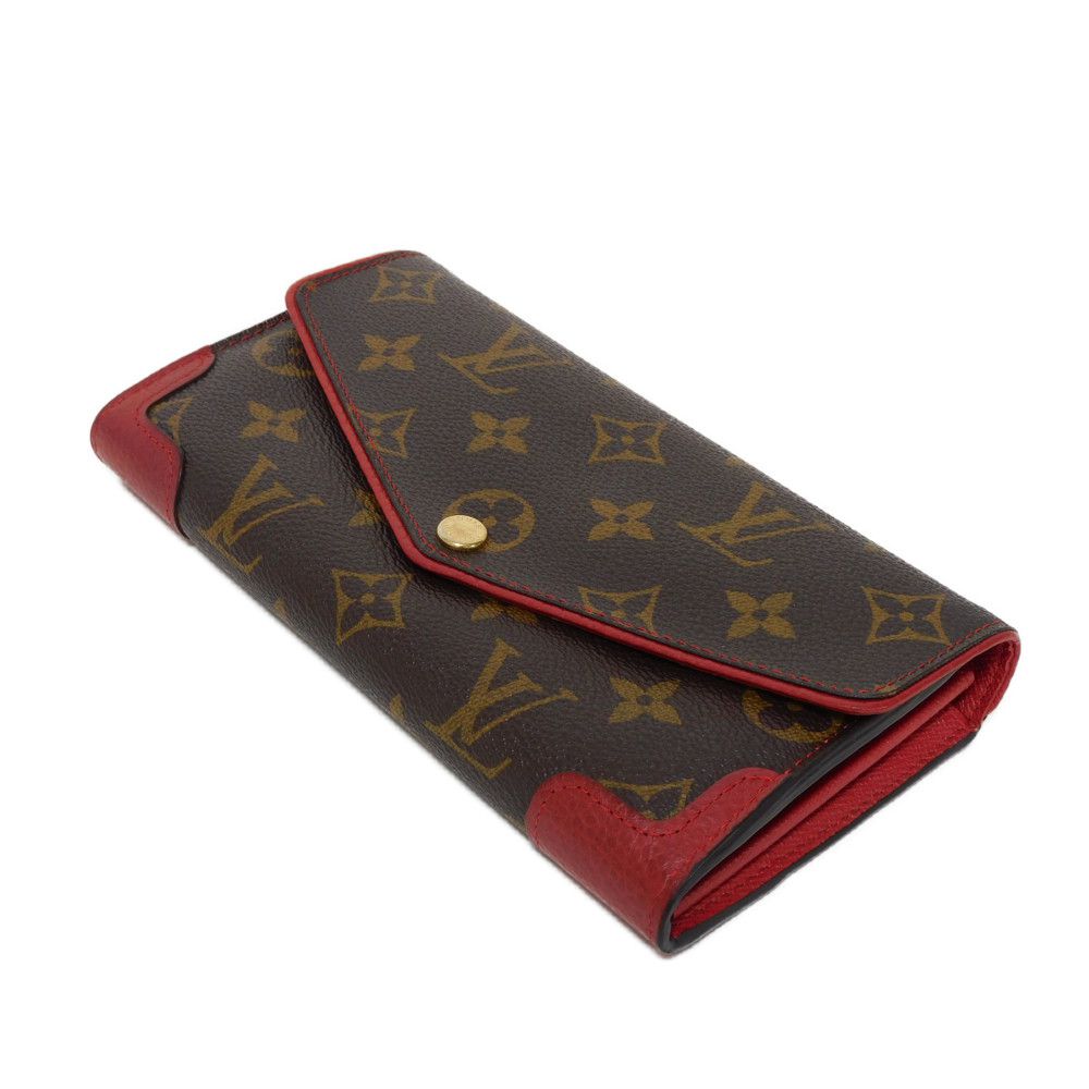Louis Vuitton Long Wallet Purse M61184 Monogram Canvas X Calfskin Leather Slys Lv Logo Flower Brown