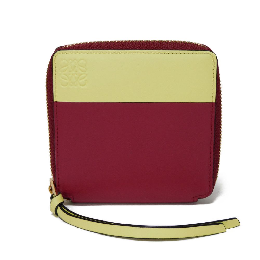 Loewe Bifold Wallet 109.10.M88 Calfskin Raspberry X Yellow Smooth Calfskin Raspberry Yellow Zip