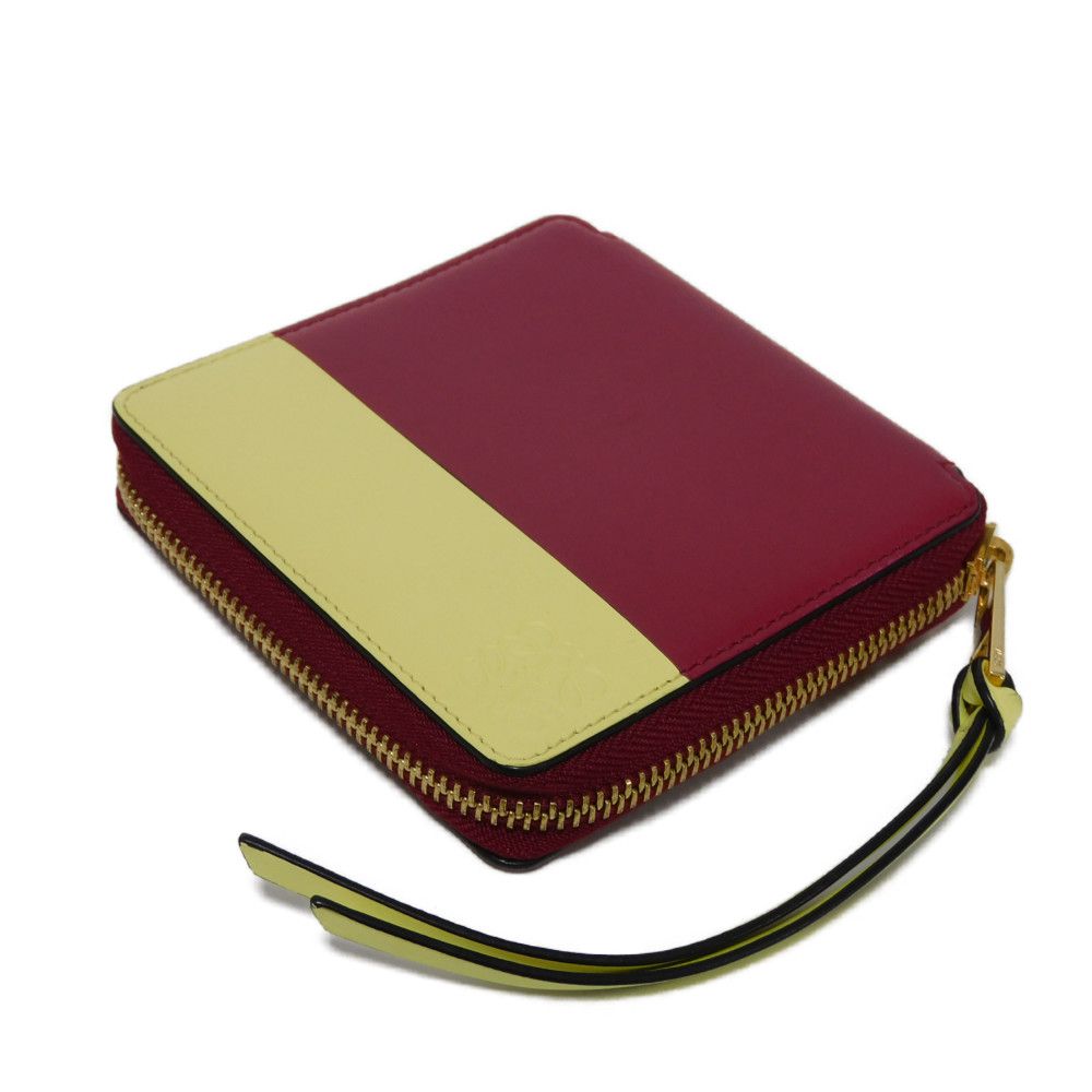 Loewe Bifold Wallet 109.10.M88 Calfskin Raspberry X Yellow Smooth Calfskin Raspberry Yellow Zip