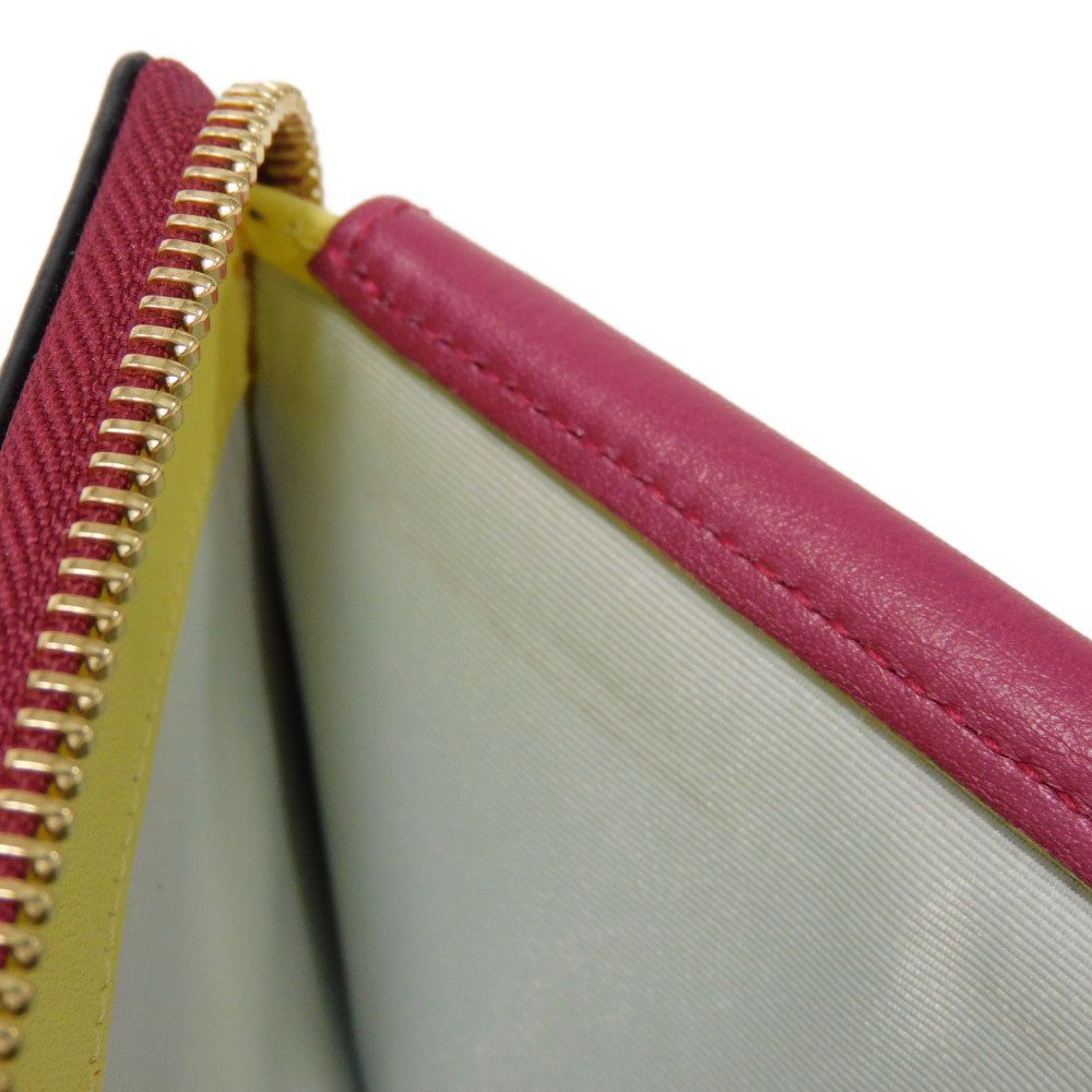 Loewe Bifold Wallet 109.10.M88 Calfskin Raspberry X Yellow Smooth Calfskin Raspberry Yellow Zip
