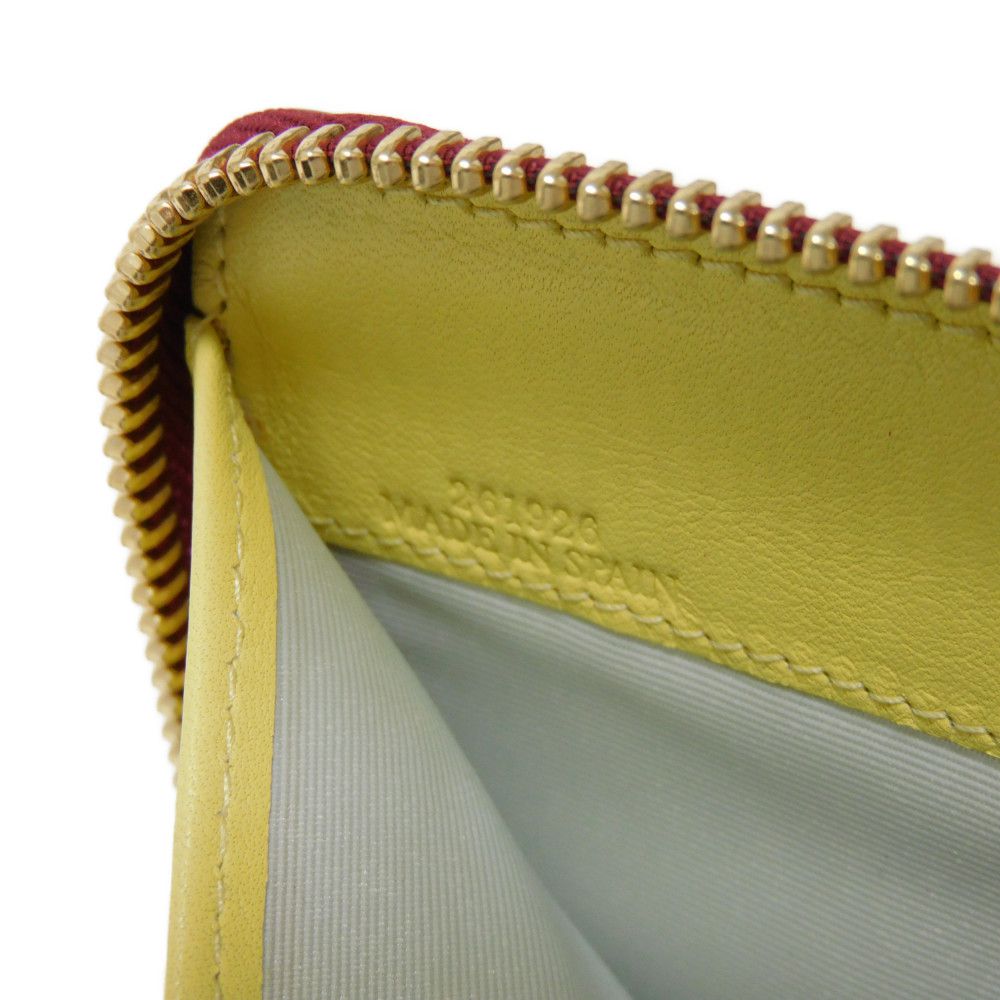 Loewe Bifold Wallet 109.10.M88 Calfskin Raspberry X Yellow Smooth Calfskin Raspberry Yellow Zip