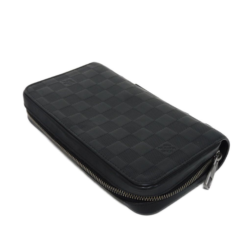 Louis Vuitton Long Wallet Purse N61254 Anfini Leather (Damie Embossed) Onyx Logo Embossed Black Zip