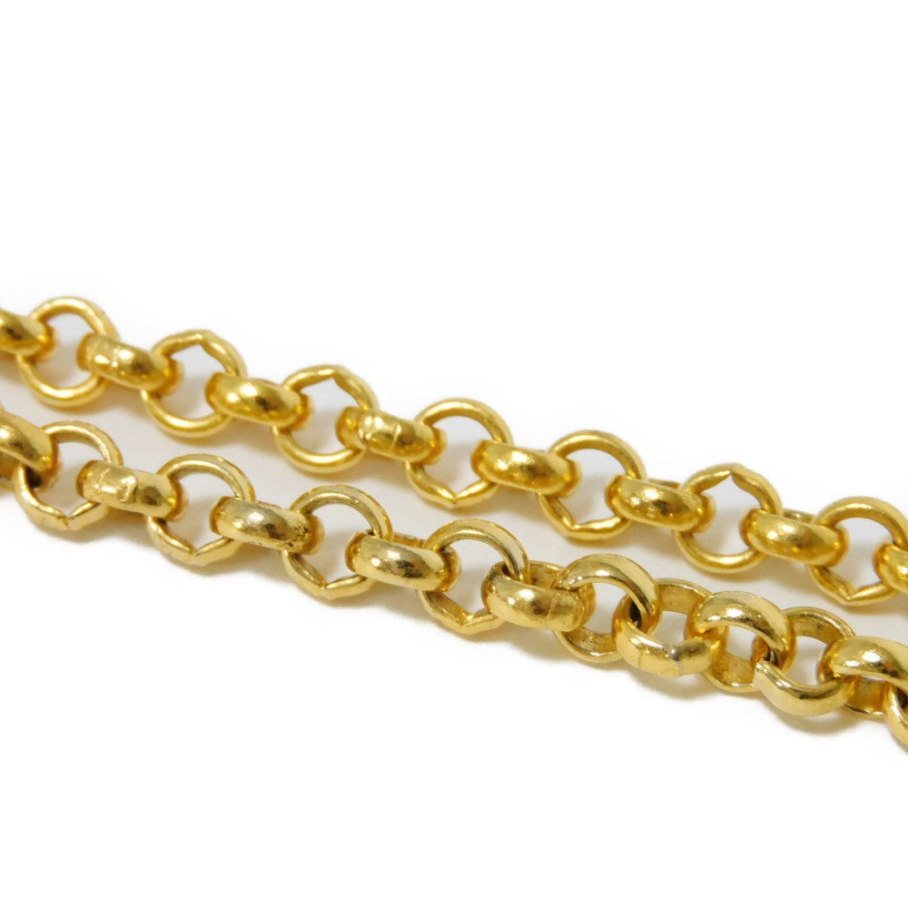 Celine Necklace Plating Gold Old Triomphe Ivory Chain Long 31.5" Vintage Brazon Macadam Round Pearl