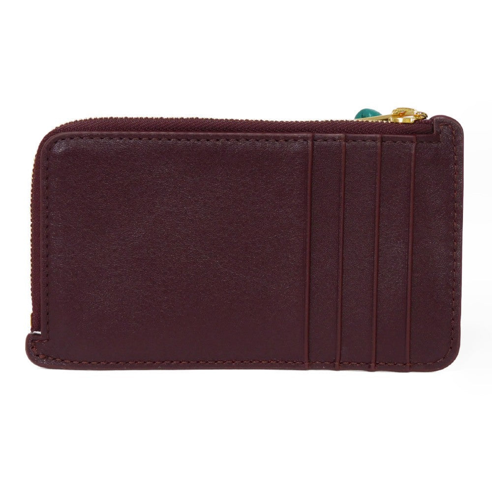Loewe Coin Case Cem1Z40X02 Shiny Napa Calf Burgundy Current L-Shaped Zipper Bicolor Emerald Unused