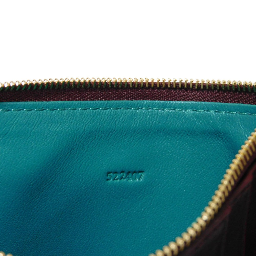 Loewe Coin Case Cem1Z40X02 Shiny Napa Calf Burgundy Current L-Shaped Zipper Bicolor Emerald Unused