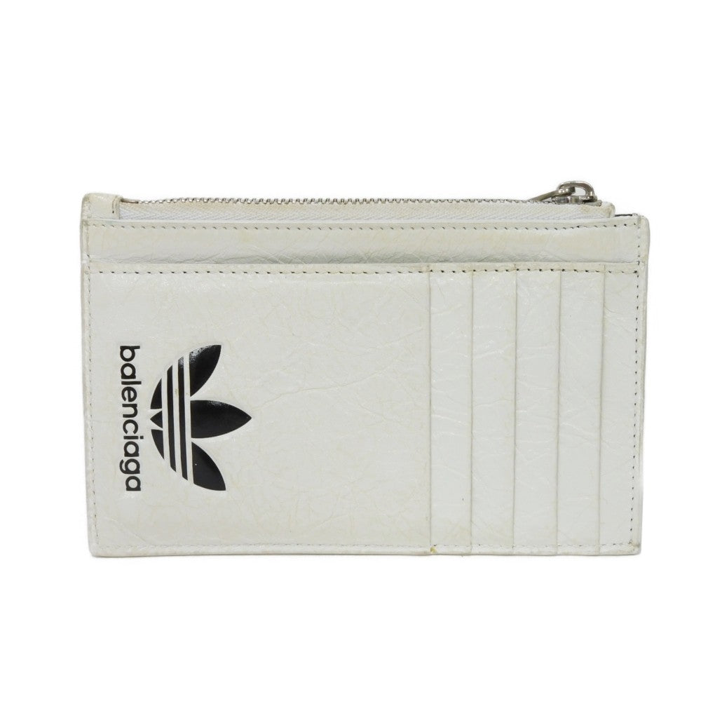 Balenciaga Coin Case 721896 2Idm6 9160 Calf Leather (Wrinkles Processing) White Striped Card Case