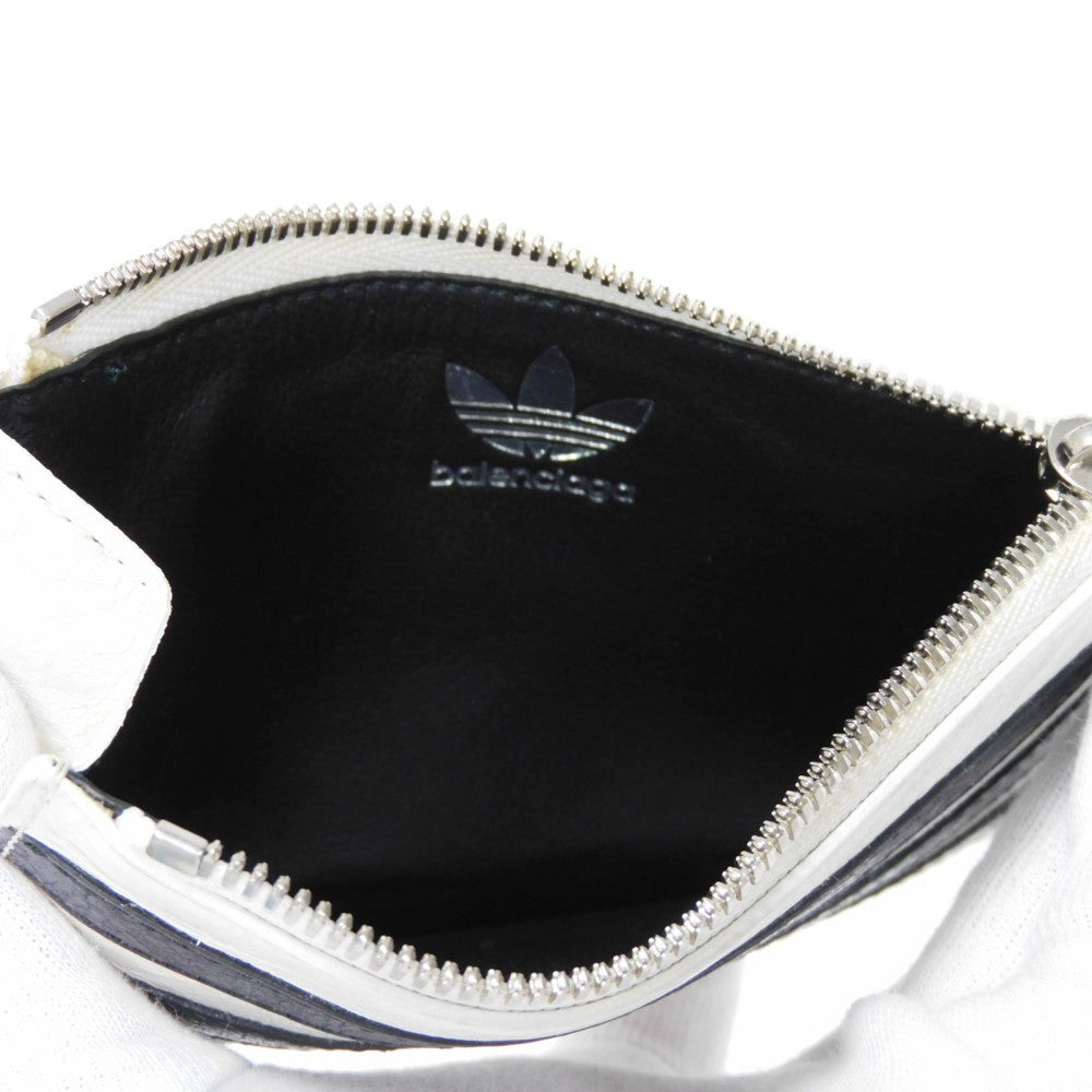 Balenciaga Coin Case 721896 2Idm6 9160 Calf Leather (Wrinkles Processing) White Striped Card Case