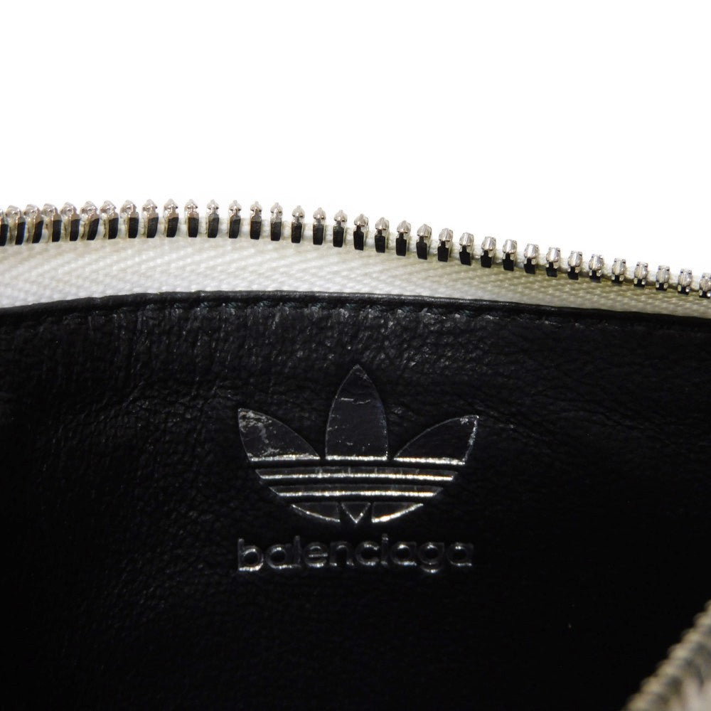 Balenciaga Coin Case 721896 2Idm6 9160 Calf Leather (Wrinkles Processing) White Striped Card Case