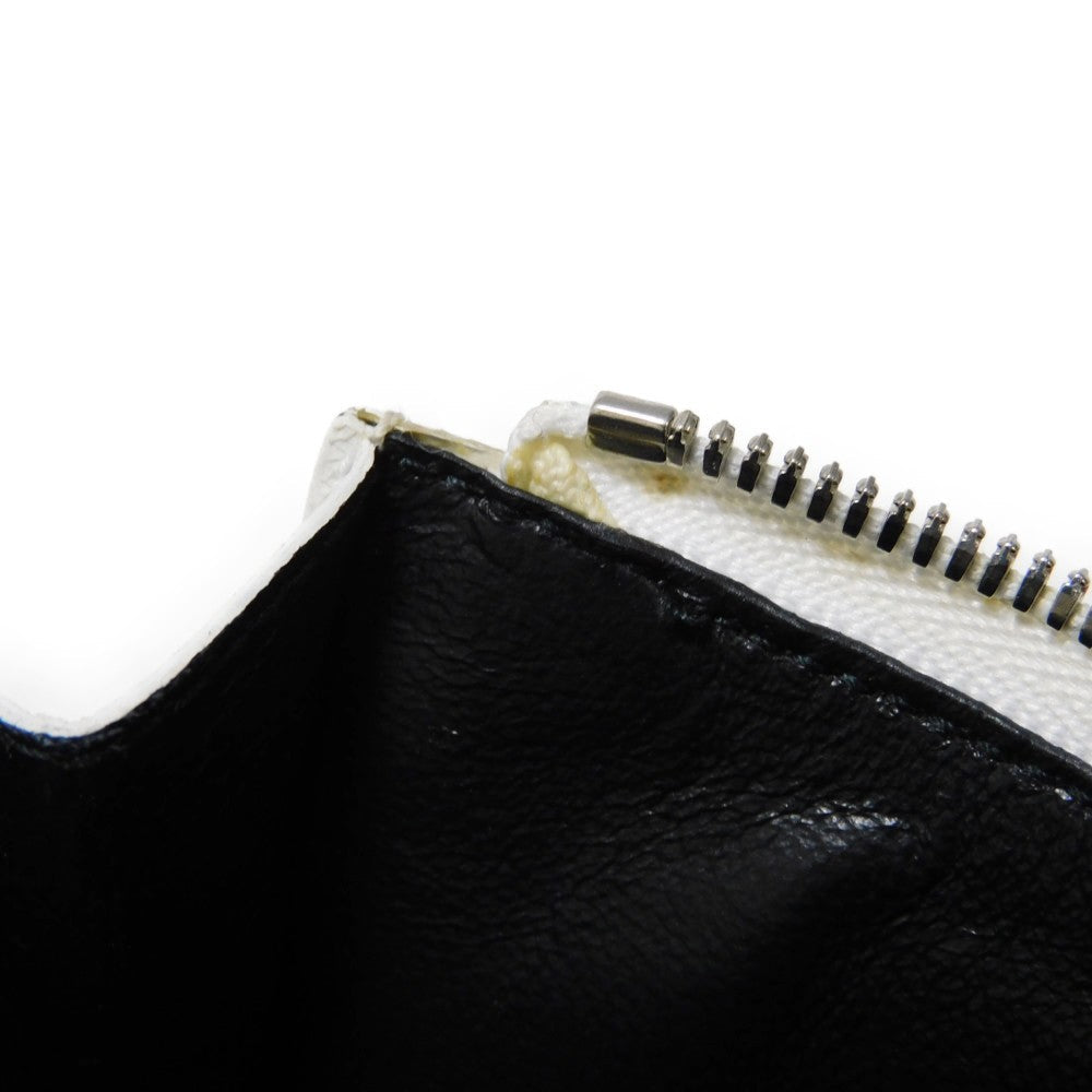 Balenciaga Coin Case 721896 2Idm6 9160 Calf Leather (Wrinkles Processing) White Striped Card Case