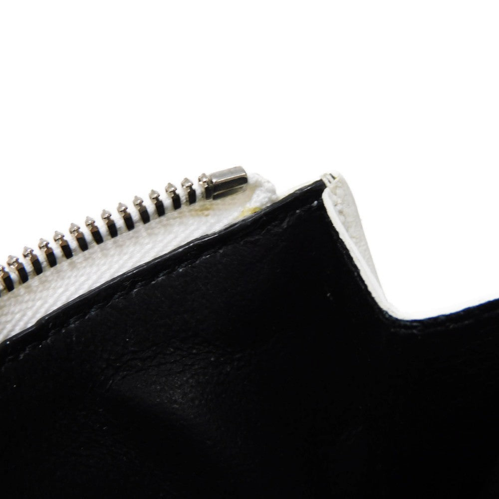 Balenciaga Coin Case 721896 2Idm6 9160 Calf Leather (Wrinkles Processing) White Striped Card Case