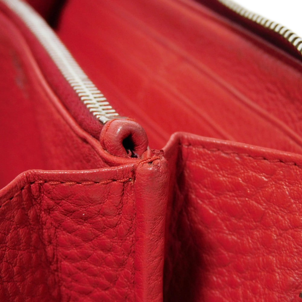 Prada Long Wallet Purse 1Ml506 2E8V F001 Calf Leather Rosso Red Zip Around Logo Metal Vitello