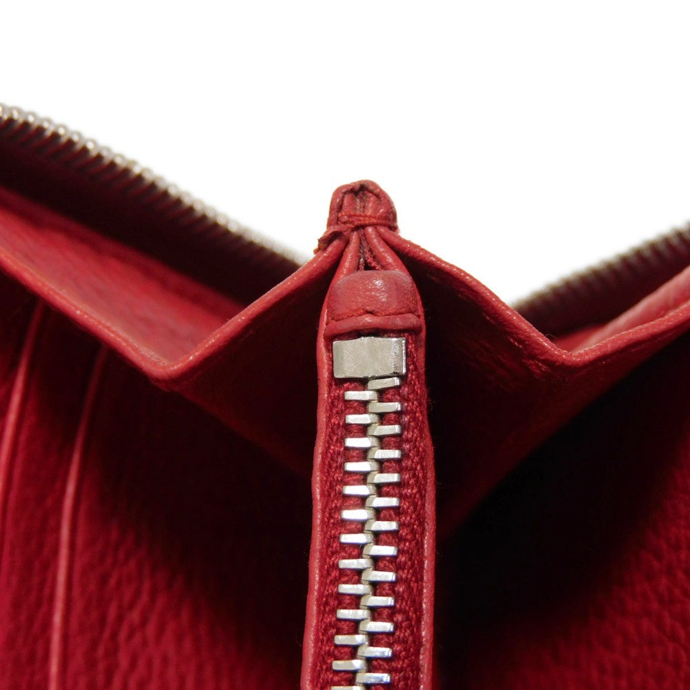 Prada Long Wallet Purse 1Ml506 2E8V F001 Calf Leather Rosso Red Zip Around Logo Metal Vitello