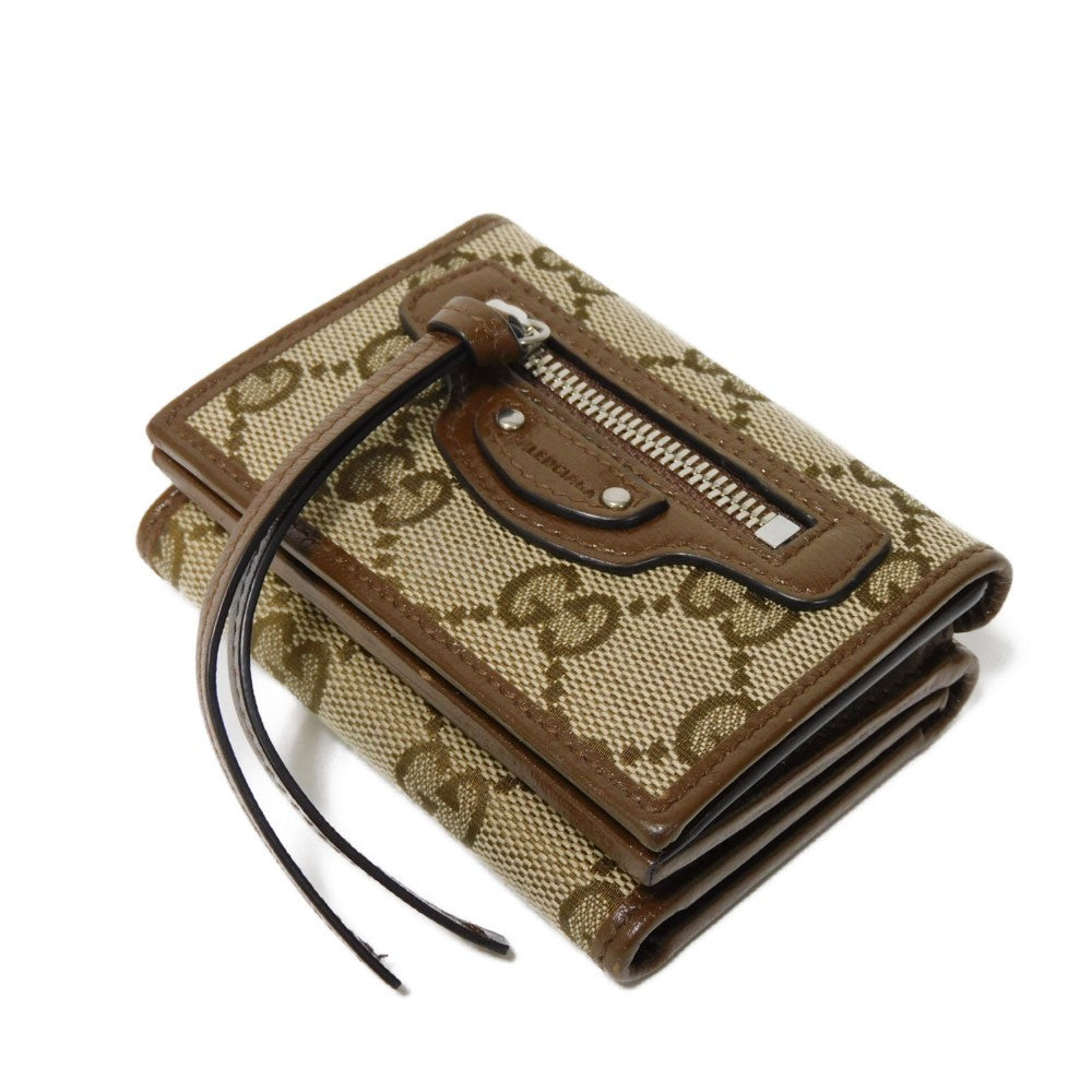 Gucci Tri-Fold Wallet 681708 Gy5Sn 8563 Gg Canvas X Calf Leather Beige The Hacker Project Gg Canvas