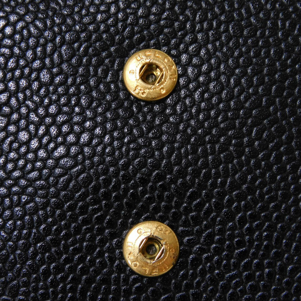 Chanel Long Wallet Purse A01434 Caviar Skin Black Coco Mark Cc Mark 4Th Series Vintage Big Coco