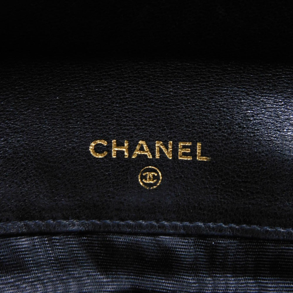 Chanel Long Wallet Purse A01434 Caviar Skin Black Coco Mark Cc Mark 4Th Series Vintage Big Coco